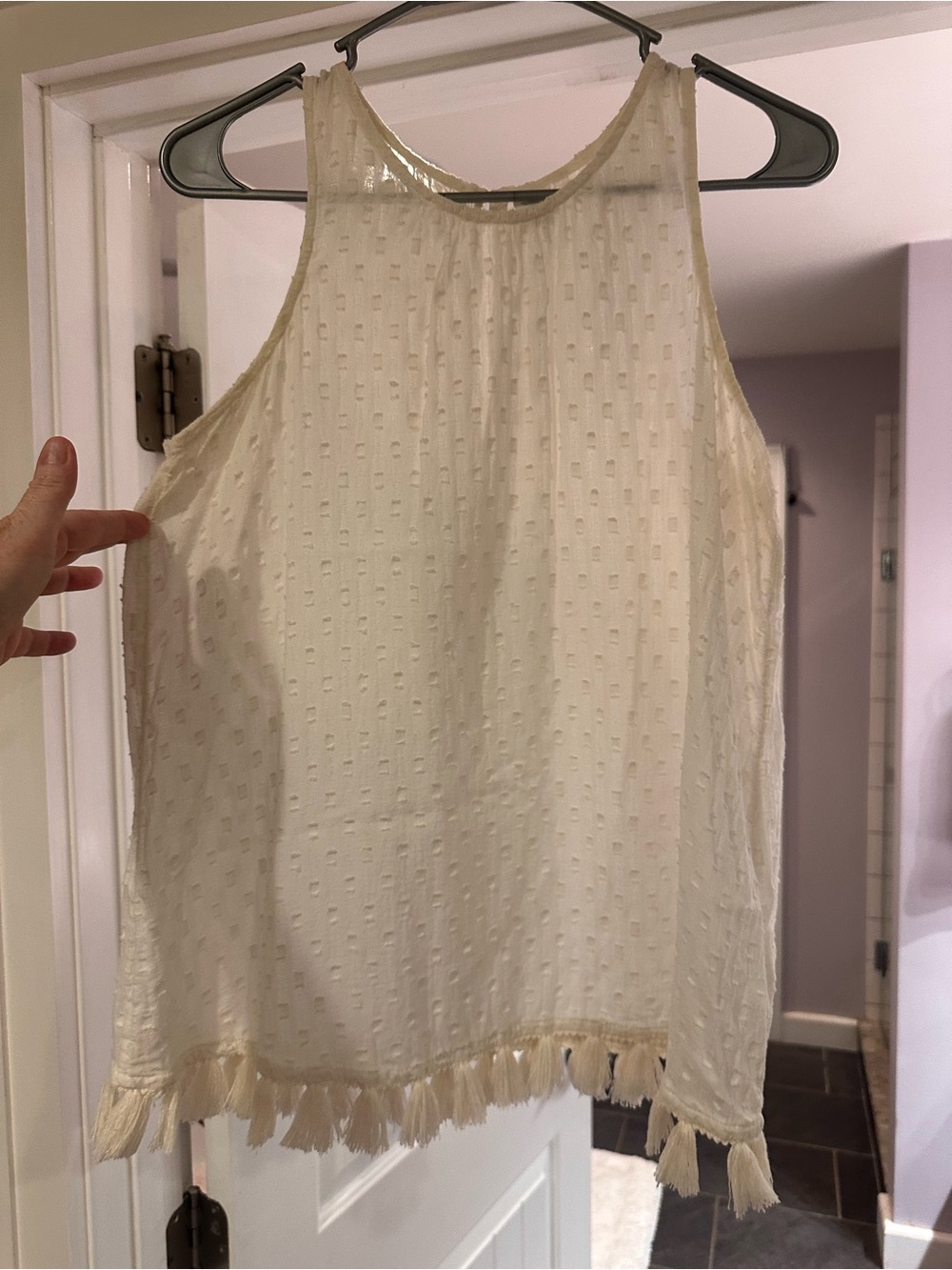 Old Navy Cream Fringe-Hem Sleeveless Camisole